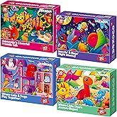 QUOKKA Puzzles for Toddlers 4-6 - 4 x 30 Pieces Puzzles for Kids Ages 3-4 - Dinosaur & Animals Learning Jigsaw Puzzles for Kids 3-5 Years Old - Educational Toys for Boy and Girl