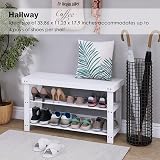 SMIBUY Bamboo Shoe Rack Bench 3-Tier White Entryway Organizer view 3