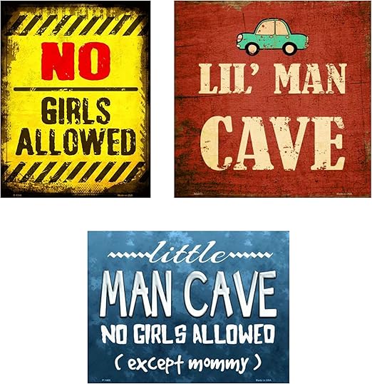 Amazon Com Bundle Little Man Cave Wall Decor Signs For Boys No