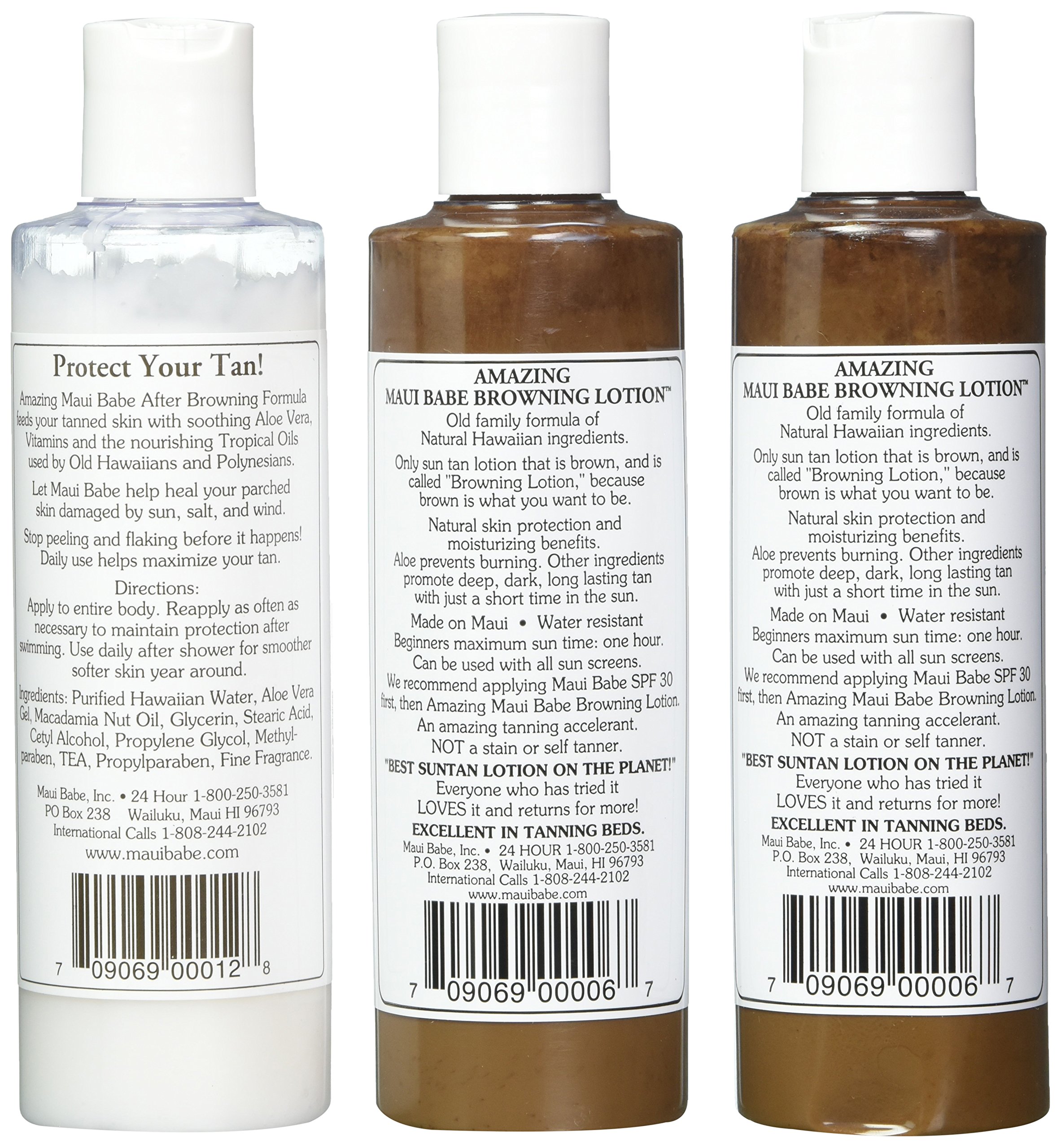 Maui Babe Tanning Pack (2 Browning Lotions 8 oz, 1 After Browning