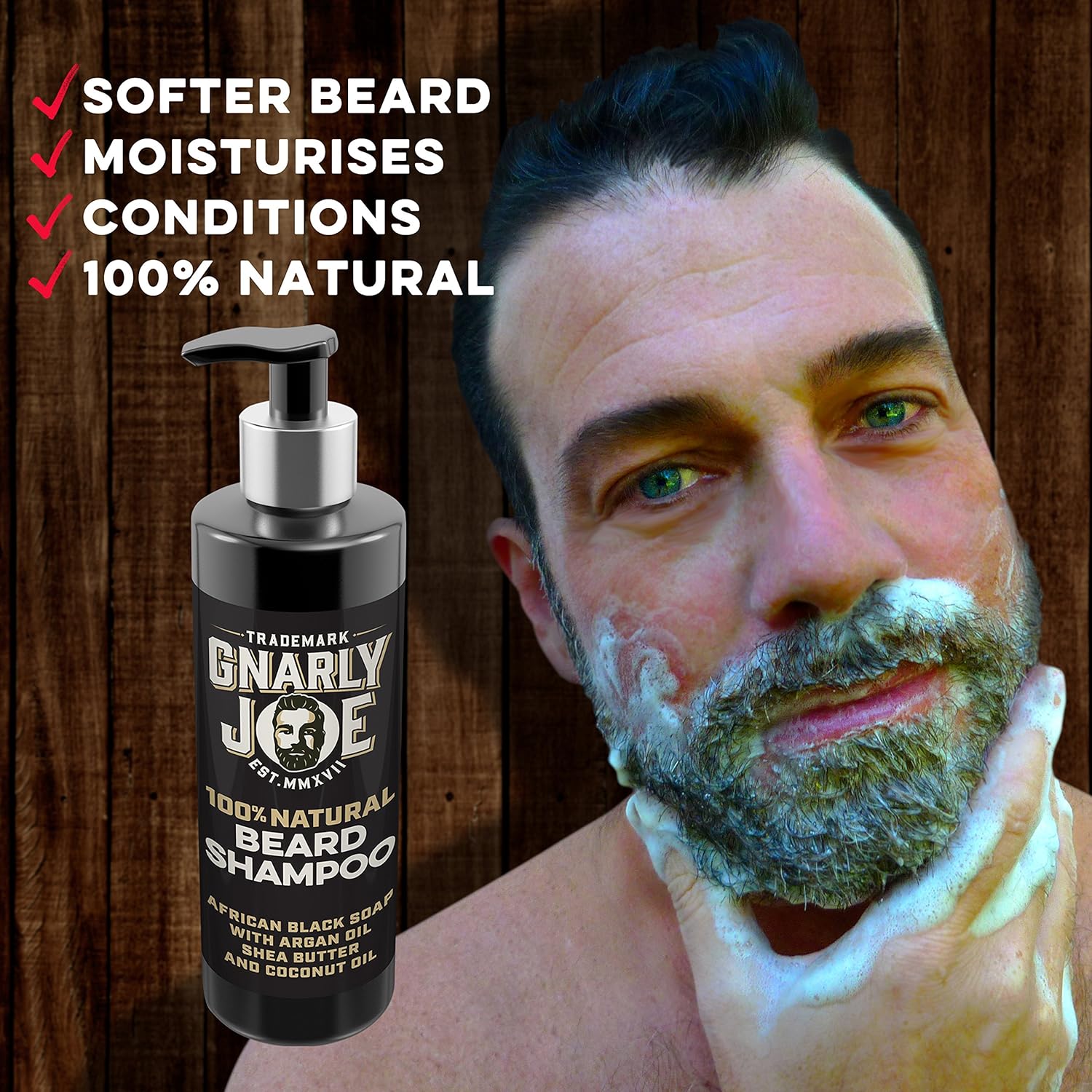 Gnarly Joe Beard Shampoo for Men, 250ml Natural Face Wash with African Black Soap, Argan Oil & Shea Butter - Image 5