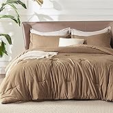 Bedsure Queen Comforter Set - Brown Soft Bedding for All Seasons, Cationic Dyed Bed Set, 3 Pieces, 1 Queen Size Comforter (90"x90") and 2 Pillow Shams (20"x26"+2")