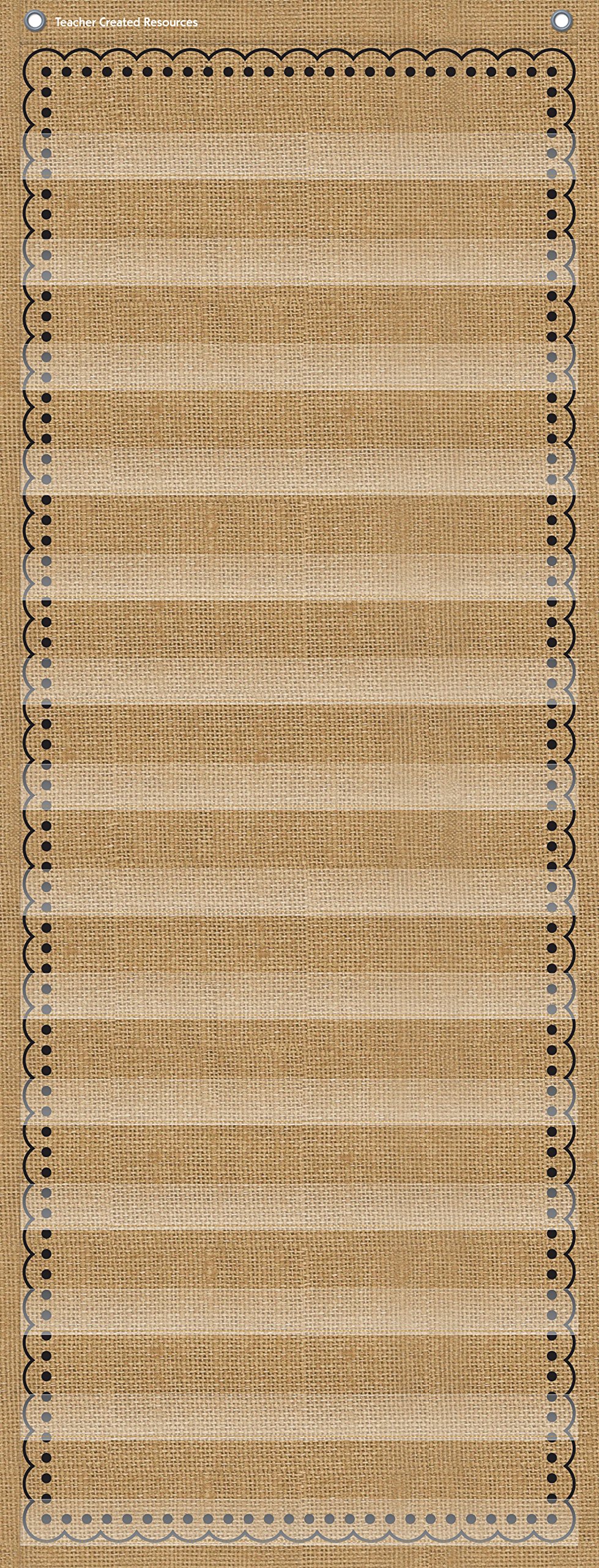 Teacher Created Resources - 14-Pocket Pocket Chart, Burlap, 13" x 34"