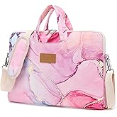 canvaslife Pink marble Patten Waterproof Laptop Shoulder Messenger Bag Case Sleeve for 14 Inch 15 Inch Laptop Case Laptop Briefcase 15.6 Inch