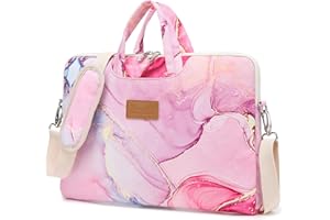 canvaslife Pink marble Patten Waterproof Laptop Shoulder Messenger Bag Case Sleeve for 14 Inch 15 Inch Laptop Case Laptop Briefcase 15.6 Inch