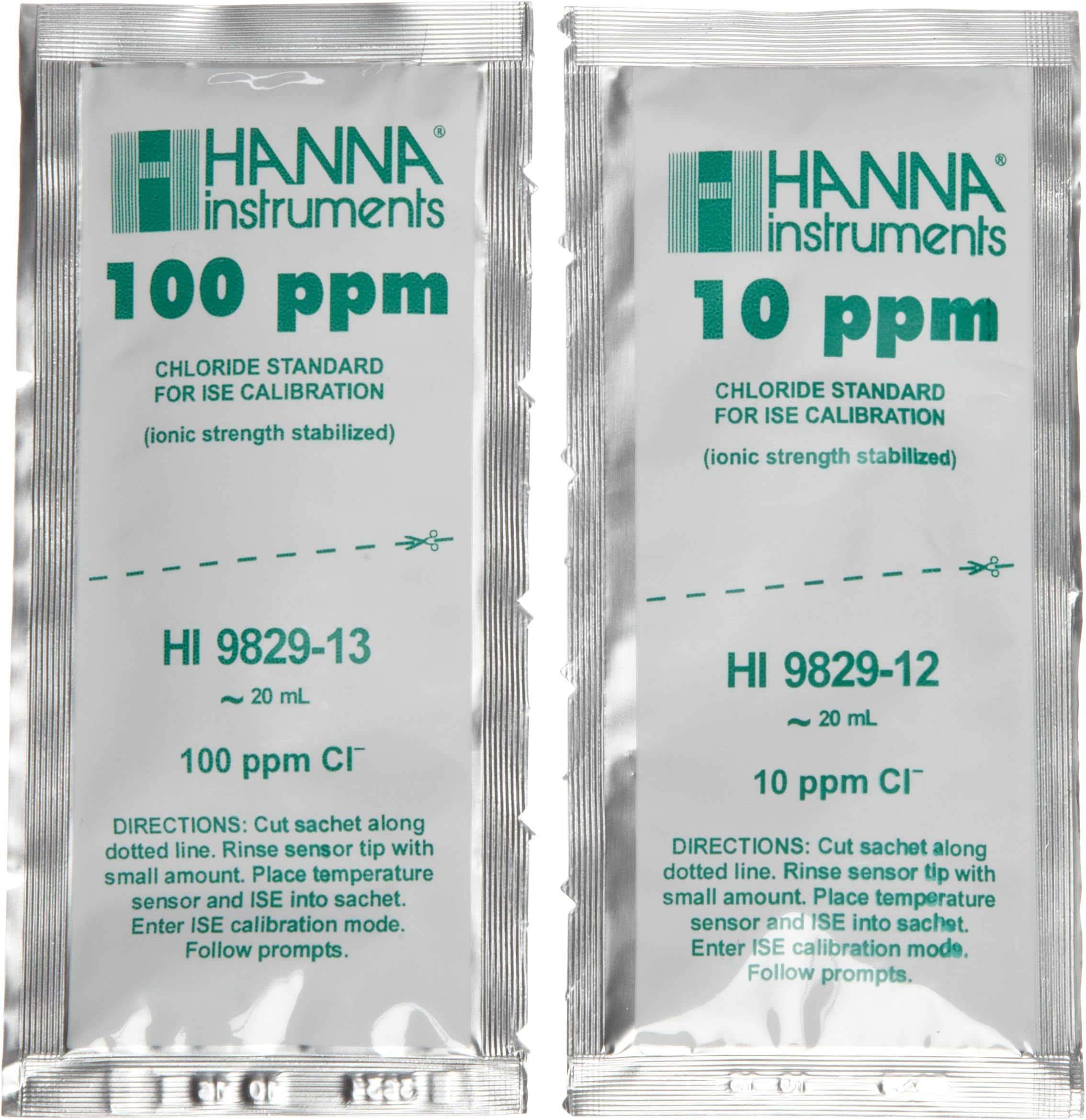 Hanna Instruments HI9829-12/13 ISE Standard Sachet, For HI 7609829-11 Chloride ISE, 10 ppm and 100 ppm Sachet