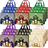 Yoojahow 18 Pcs Eid Mubarak Gift Bags with Handles 12.6 x 9.8 x 6.7 Inch Large Reusable Ramadan Tote Bags Eid Mubarak Non-Woven Treat Goodie for Gifts Wrapping Shopping Ramadan Party Supplies