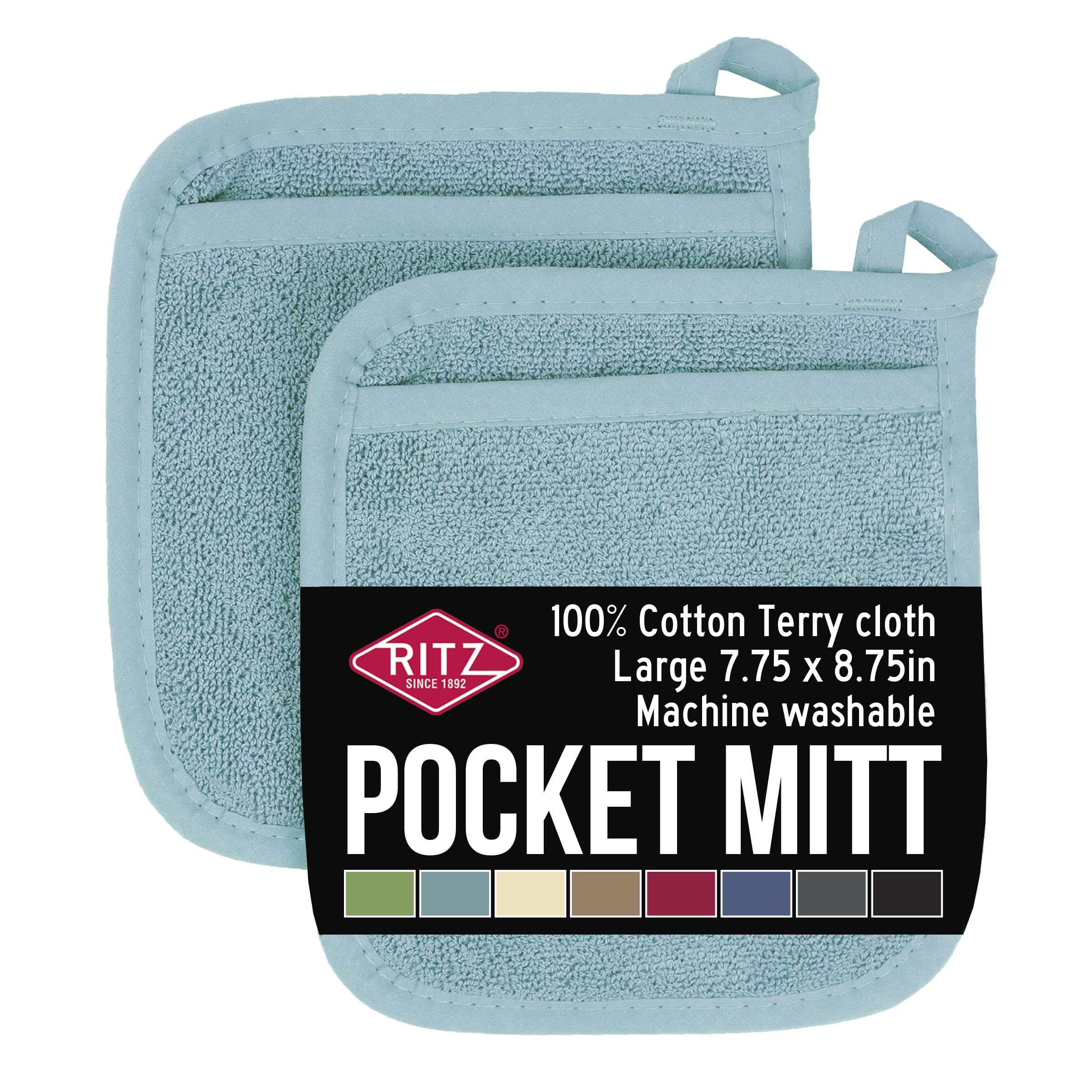 Ritz Pot Holder, Cotton, Dew, Pocket Mitt-2 pk