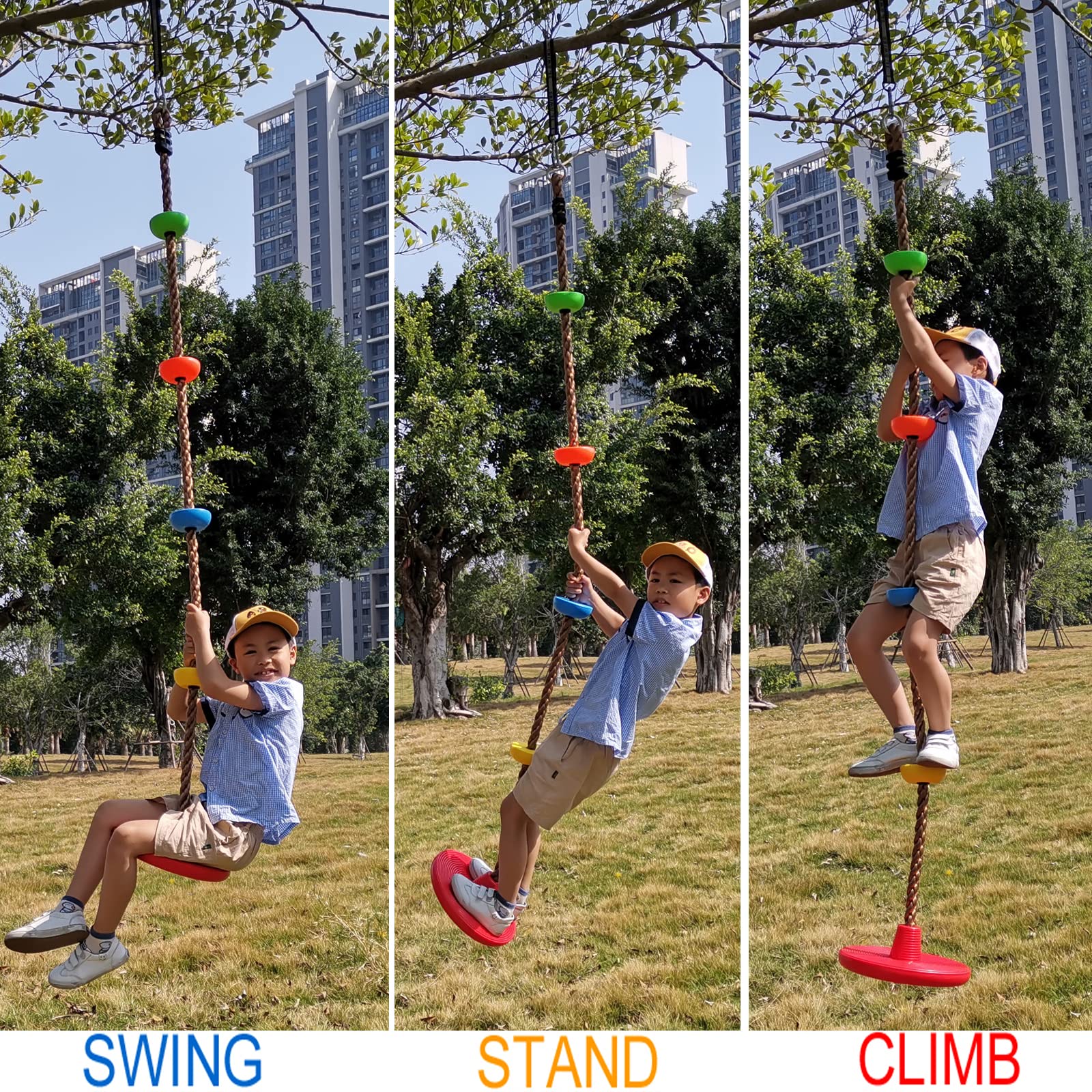 Adjustable Rope Tree Swing Backyard Playground Replacement Swing Joyzan ...