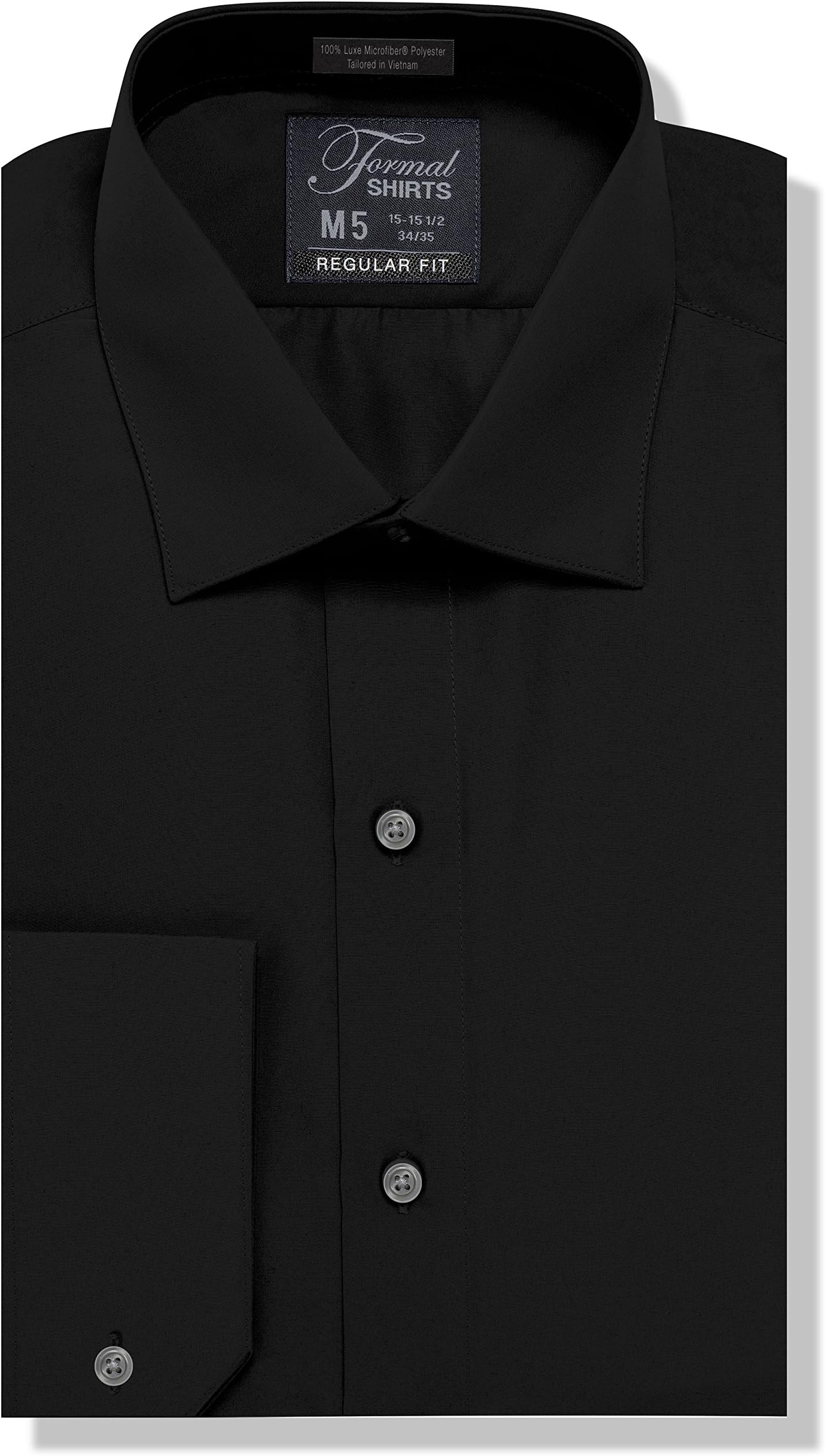 Luxe Microfiber Mens Regular Fit Solid Dress Shirt, Spread Collar - Style Denny
