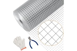 Kicari 1/2inch 24Inch（H）x100Ft（L）19 Gauge Mental Mesh Roll Hardware Cloth Chicken Fnece Powder Coated Galvanized Welded Fence for Poultry Cage Home Improvement Projects