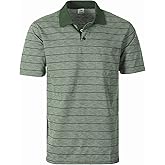 Gioberti Mens Regular Fit Yarn Dye Striped Short Sleeve Polo Shirt with Pocket