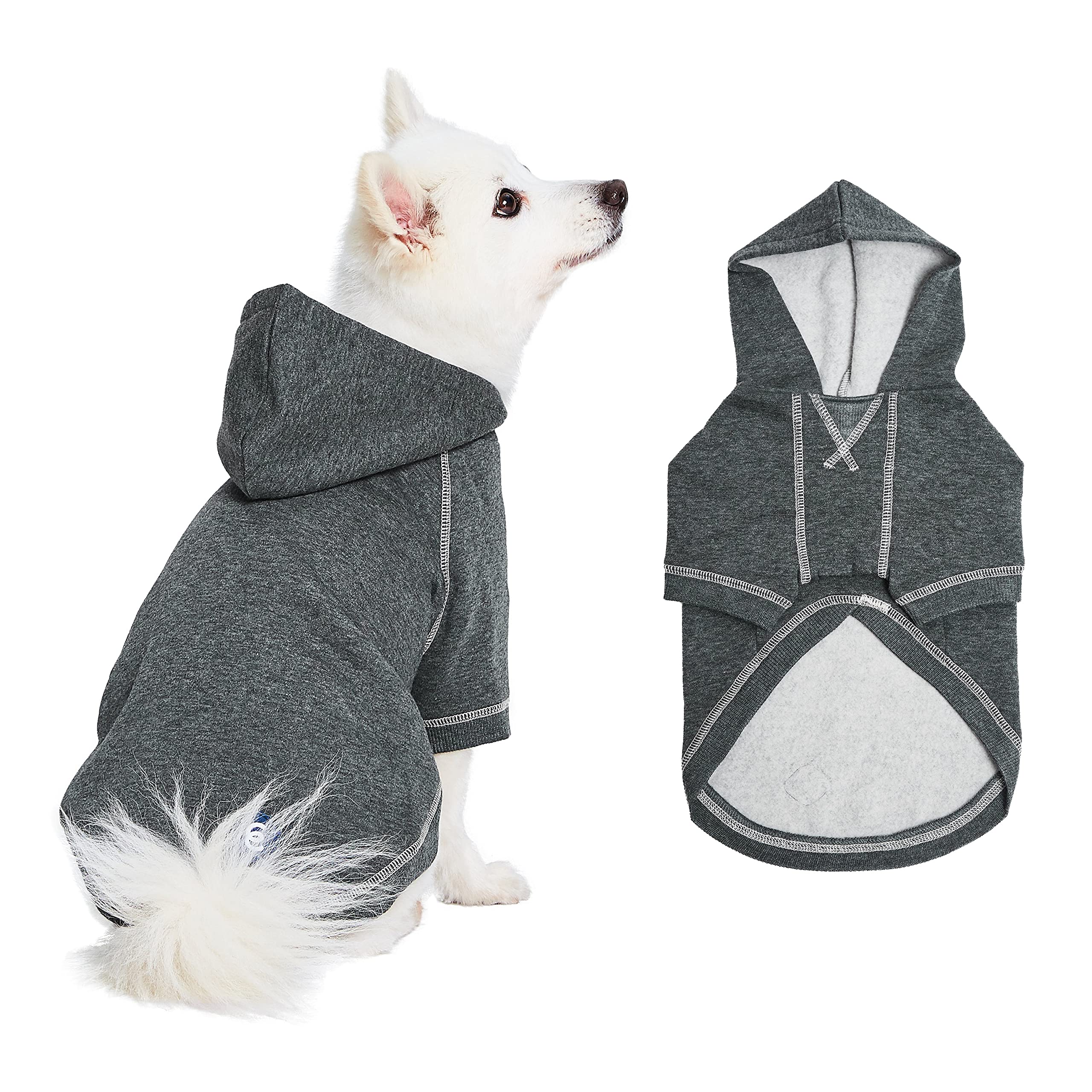 Blueberry Pet Essentials Soft & Comfy Better Basic Cotton Blend Dog Hoodie Sweatshirt in Charcoal Grey, Back Length 61cm, Pack of 1 Jacket for Dogs โ image 1