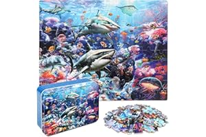 LELEMON Puzzles for Kids Ages 4-6 6-8 8-10 100 Pieces Jigsaw Puzzles for Kids Underwater World Ocean Learning Educational Puzzles Portable Box Pack Toy for Boys and Girls