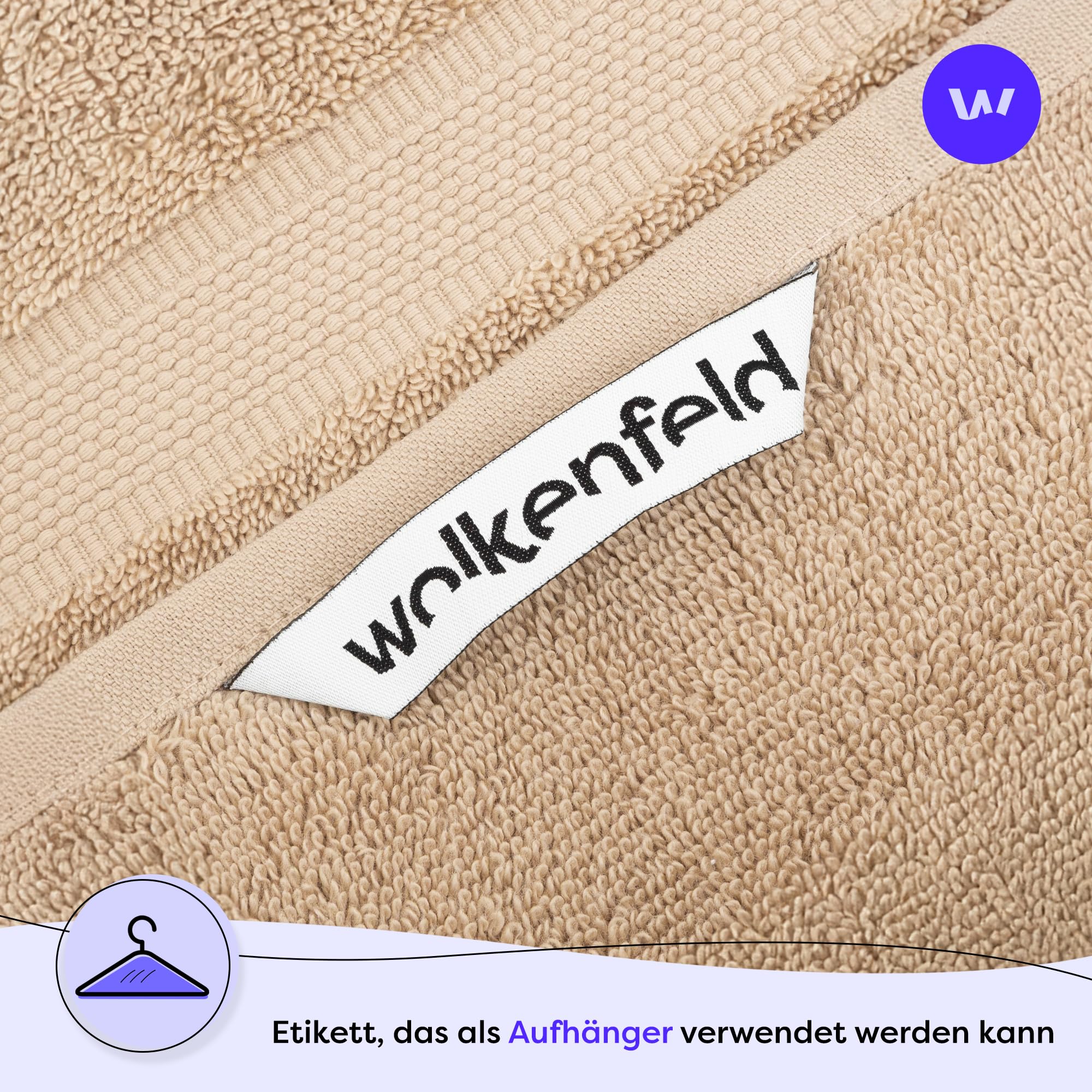 Wolkenfeld Gästehandtuch Set 3-teilig Premium - 100% Low Twist Baumwolle 550 g/m² - Ultra Weich & Saugfähig, Oeko-TEX Zertifiziert - 3 Gästehandtücher 30x50 cm, Handtücher Set, Beige 4