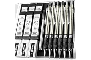 Four Candies Metal Mechanical Pencil Set - 6PCS 0.7mm Art Mechanical Pencils & 360PCS HB Lead Refills & 3PCS Erasers & 9PCS Eraser Refills, Drawing Mechanical Pencils for Writing, Sketching/With Case
