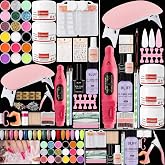 BLIFF Acrylic Nail Kit for Beginners with Everything, UV Light &amp; Nail Drill | Comes with Liquid Monomer, Carving Powder, Glitter Powder &amp; Nail Art Decals, Full Home Salon Supplies, Ideal gift for Women
