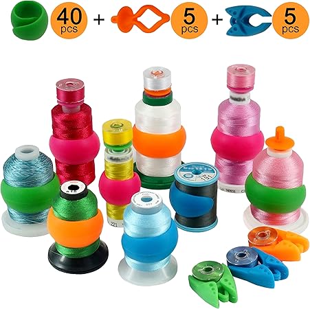 New Brothread 40 Morsetti Per Rocchetti Di Filo 5 Bobine Di Filo Supporto 5