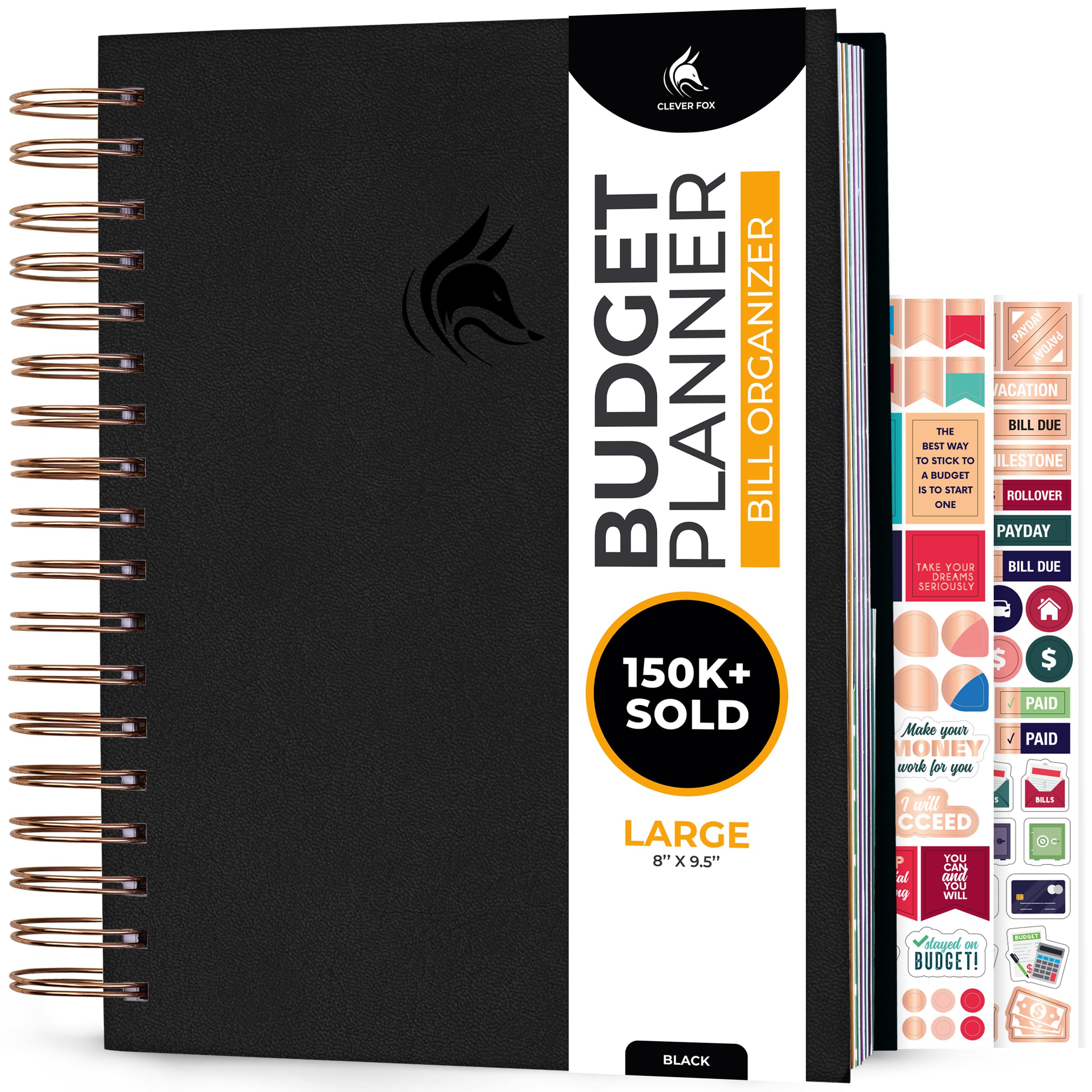 Clever Fox Budget Planner & Monthly Bill Organizer with Pockets. Expense Tracker Notebook, Budgeting Journal and Financial Planner Budget Book to Control Your Money. Large Size – Black