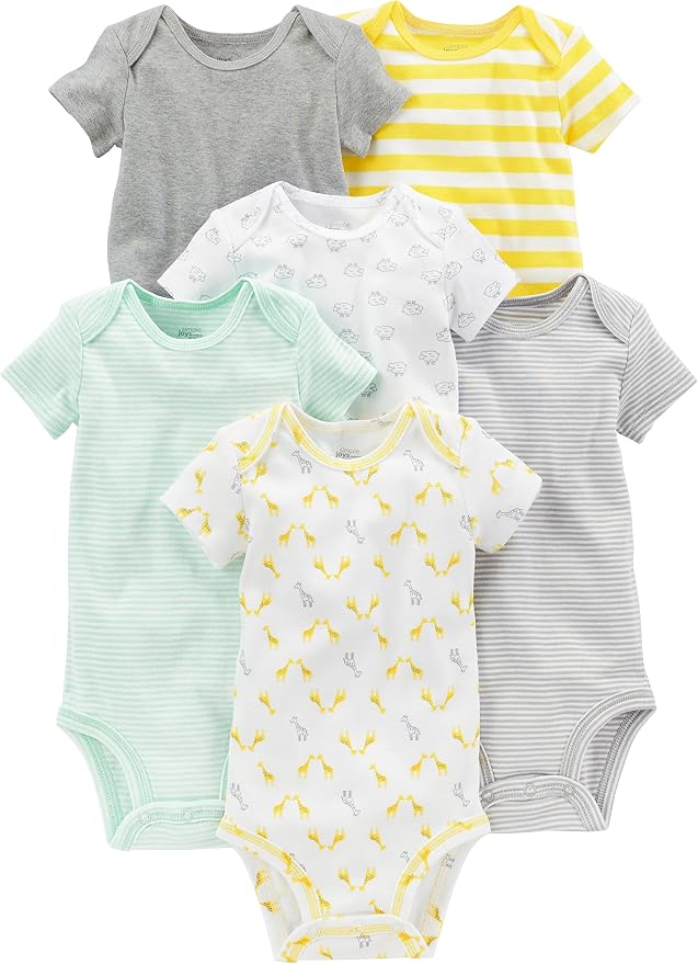 Lot De 6 Bodies Manches Courtes Carter's - Imprimés Dinos Et Crocodiles Bébé