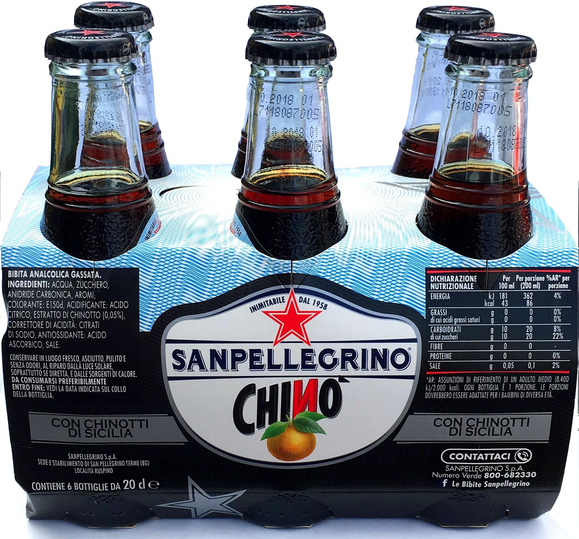 Sanpellegrino Chino Glass Bottle 200ml (Pack of 6)