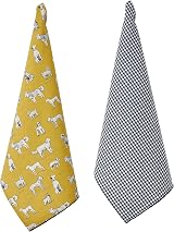 Penguin Home Set of 2 Recycled Cotton Tea Towels Mustard Grey Black 50x70