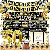 Trgowaul 50th Birthday Decorations for Men Women, 32PCS Back in 1976 Birthday Party Supplies, Vintage Black Gold Birthday Banner, 50th Birthday Alternative Signature Guest Book, Cheers to 50 Years Old