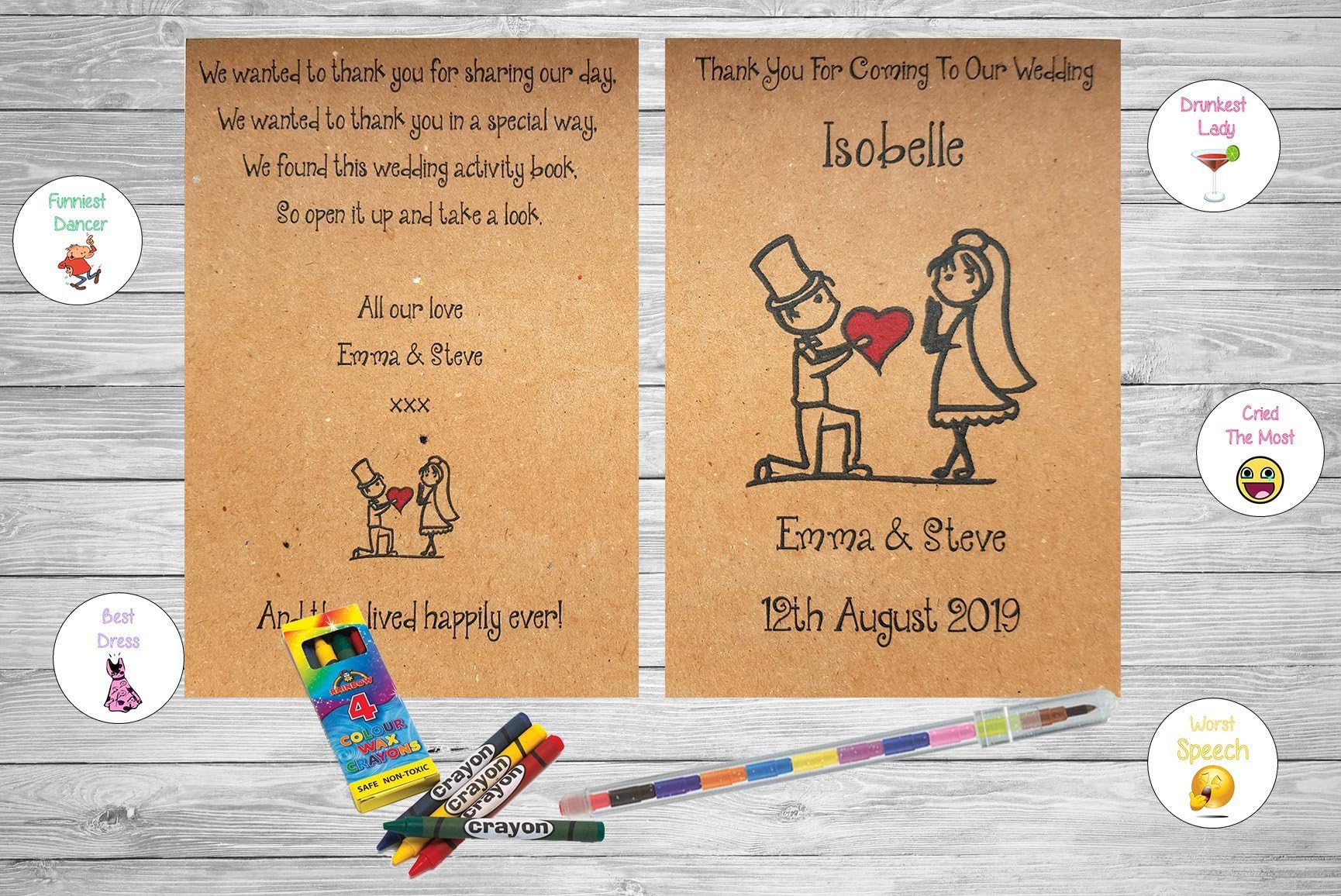 Personalised Childrens Kids Wedding Activity Pack Book Favour Cute AB15