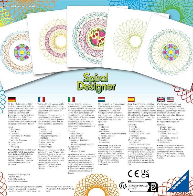Spiral-Designer, Zeichnen Lernen für Kinder ab 6 Jahren, Kreatives Zeichen-Set für farbenfrohe Spiralbilder und Mandalas