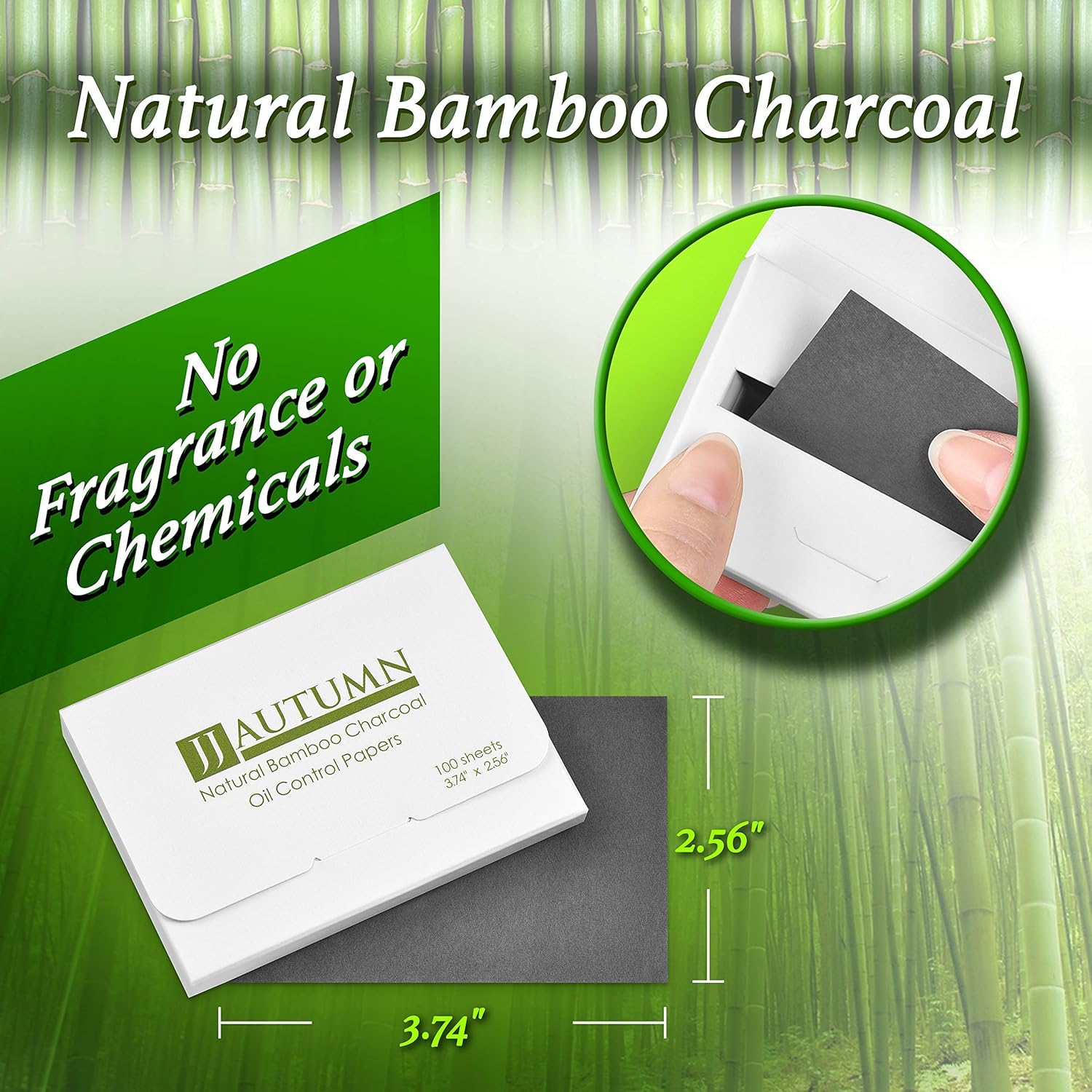 JJ Autumn Natural Bamboo Charcoal Oil Absorbing Tissues - Easy Carry and Take Out Design - Premium Face Oil Blotting Paper (3 - Pack): Office Products