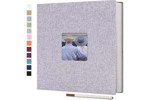 Vienrose Large Photo Album Self Adhesive for 4x6 8x10 Pictures Linen Scrapbook Album DIY 40 Blank Pages with A Metallic Pen