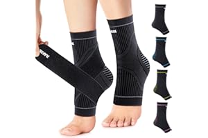 Rakiie Ankle Brace with Adjustable Straps 2 Pack, Soothe Achilles Tendonitis Brace, Ankle Brace for Women Stabilizing, Elastic Ankle Sleeve Compression Support for Foot Pain Relief, Black L
