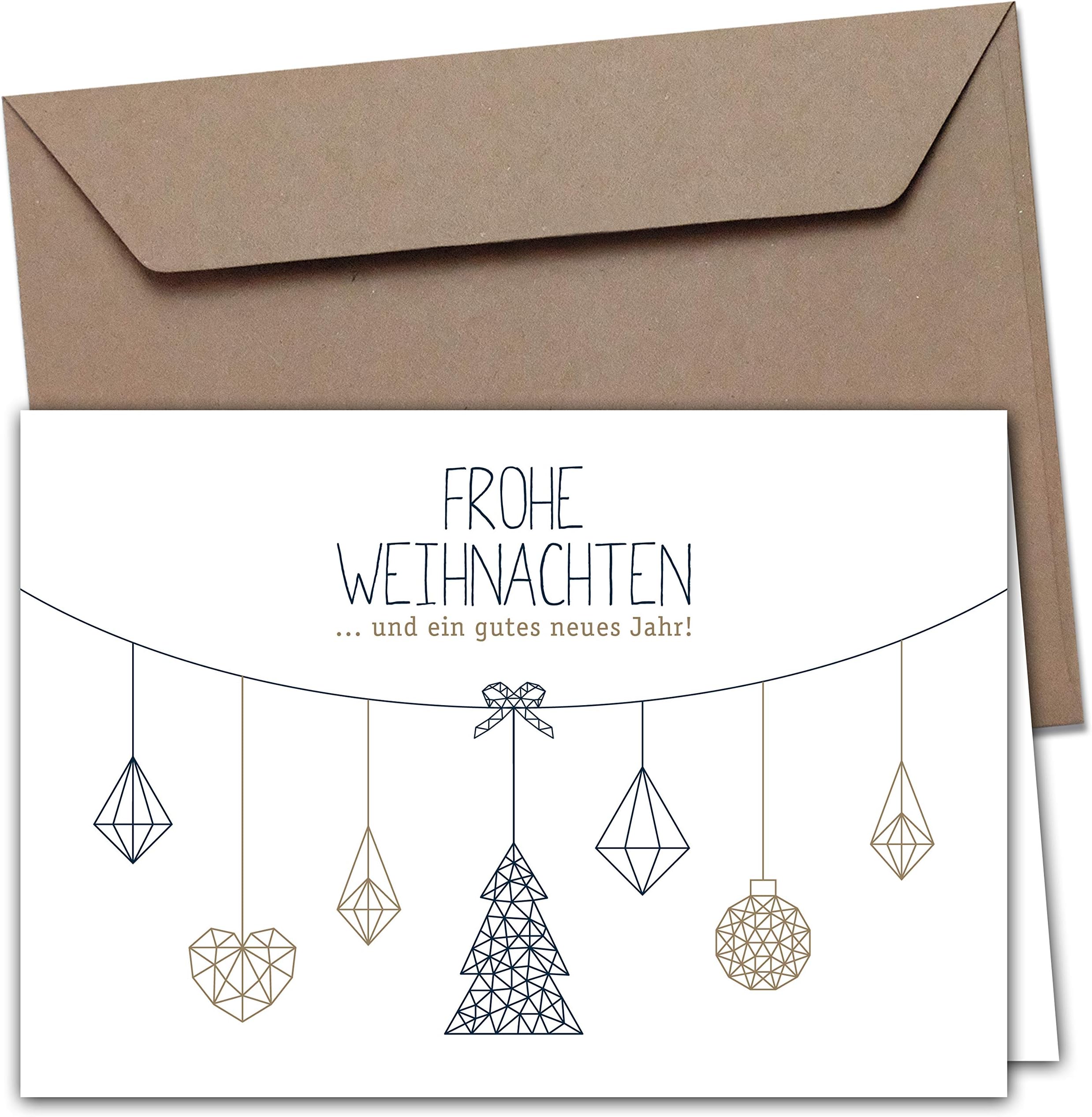 20 Cards & 20 Envelopes: Modern Simple Folding Cards "Nordic Christmas” Design, DIN A6, Matte Natural Christmas Greeting Card blank inside for Family, Friends, customers