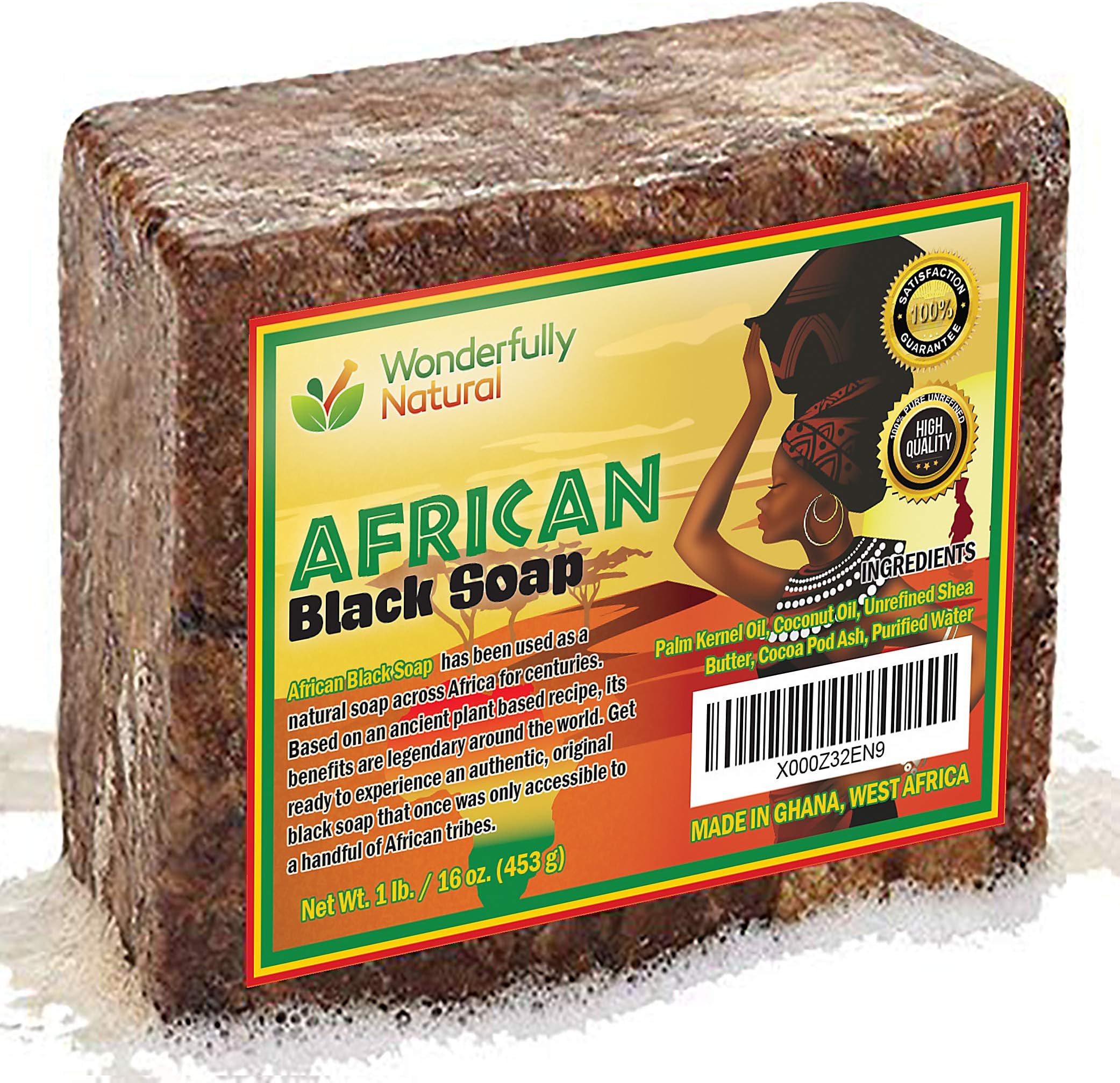 #1 Organic African Black Soap | Acne Treatment & Dark Spot Remover | 60 day Satisfaction Guarantee | For Face & Body 1lb bar