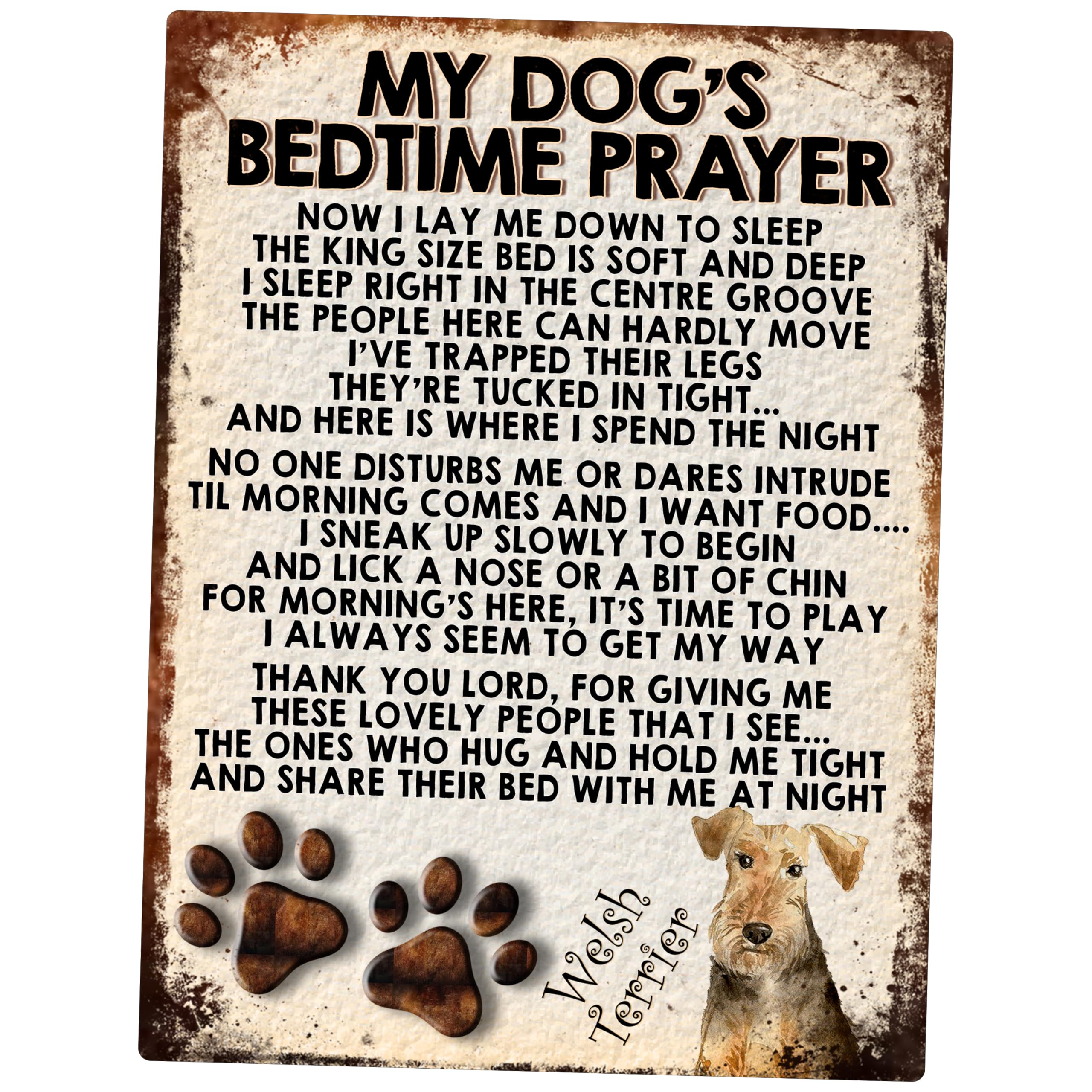 MY DOG'S BEDTIME PRAYER RETRO STYLE METAL TIN SIGN/PLAQUE (WELSH TERRIER)