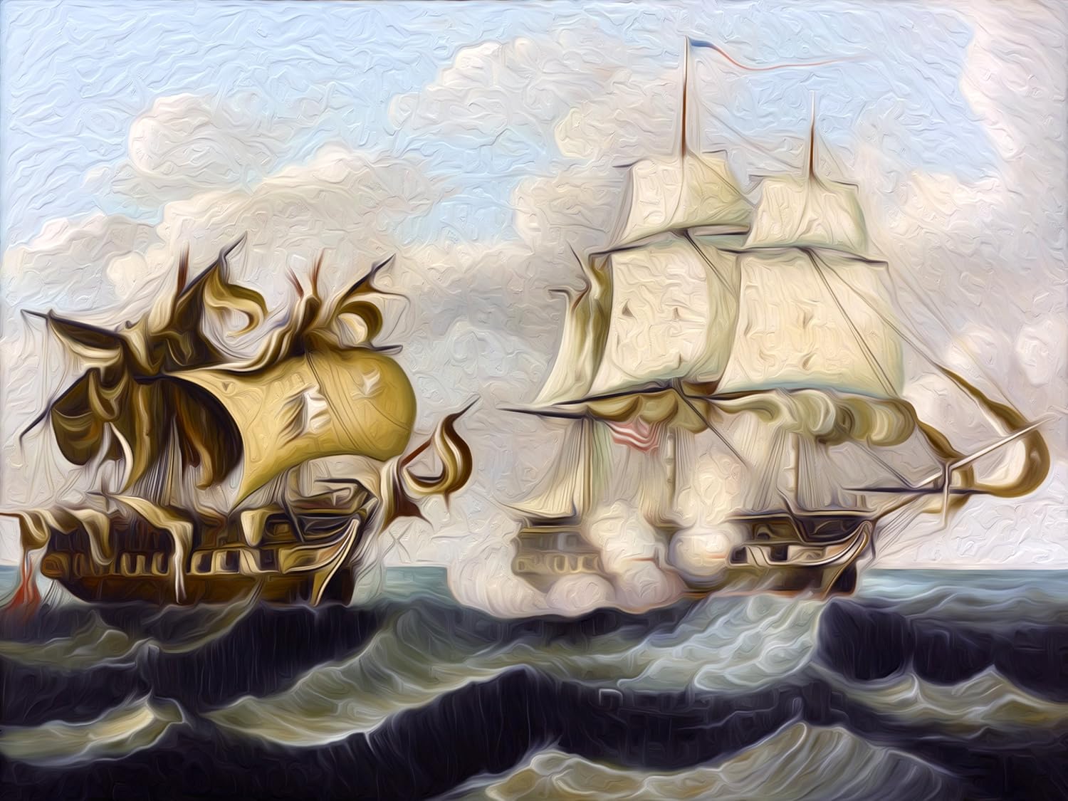 CAPTURE T. Chambers sea fight ships waves Tile Mural Backsplash Marble Ceramic