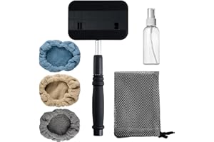 Polyte Pivoting Windshield Glass Cleaning Tool Extendable Aluminum Handle w/ 3 Premium Microfiber Covers