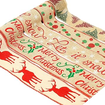 Wired Regali Di Natale.Qpout 33ft Wired Burlap Christmas Holiday Ribbon Nastro Burlap Con Bordo Cablato Avvolgimento Regalo Avvolgimento Natale Albero Di Natale Ribbon Wreath Bows Bows Trims Amazon It Giochi E Giocattoli