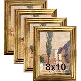 KTKDE 8x10 Picture Frame Set of 4, Ornate Vintage Gold Photo Frames with Real Glass 8 x10 Antique Photo Frame for Wall Decor or Tabletop Display Retro Home Decor best gift