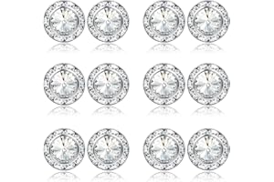 BESTEEL Rhinestone Earrings Round Shaped Acrylic Stone Inside Crystal Halo Stud Earrings for Dance Competitions Stage Opera Performance Wedding Party Earrings Jewelry 15mm
