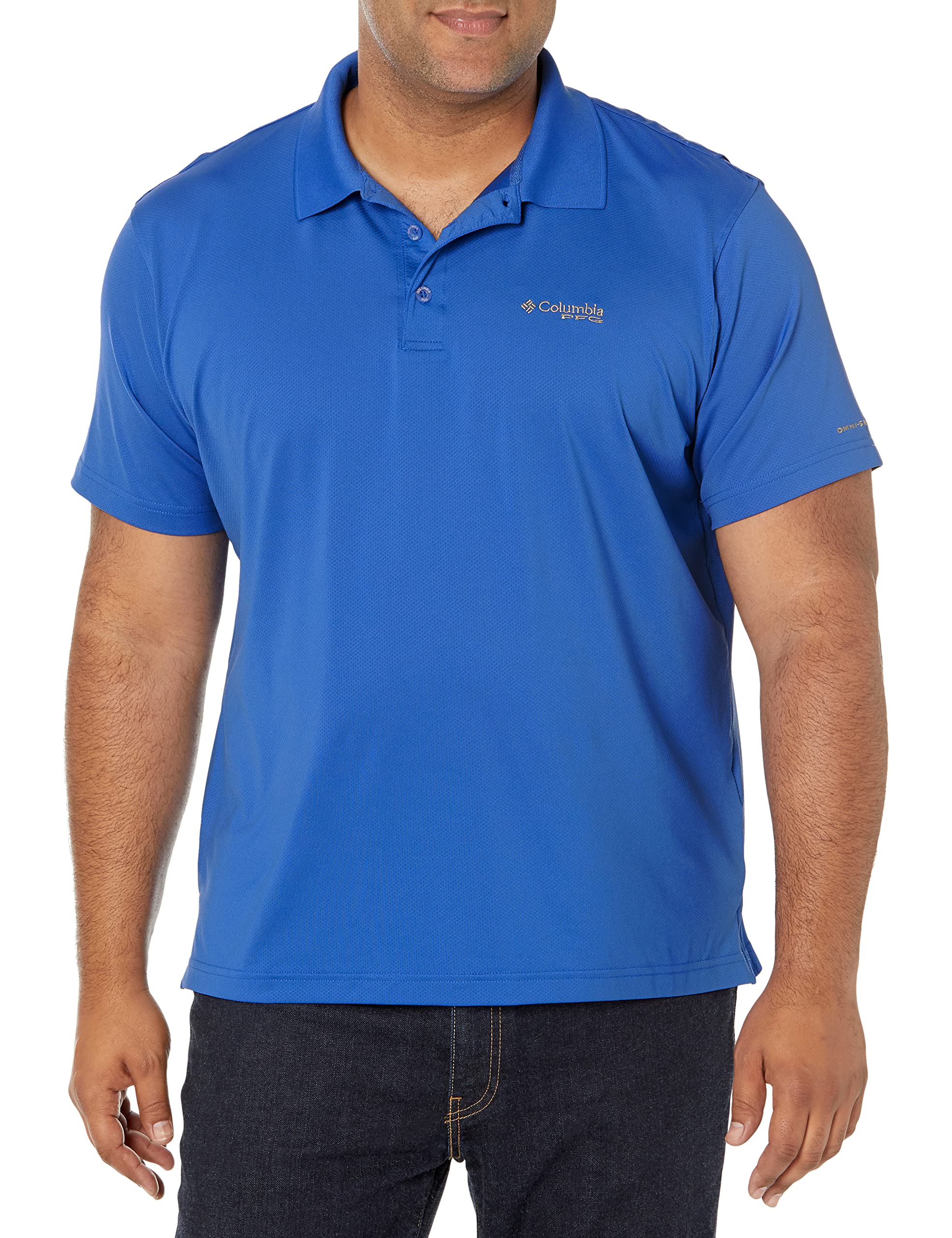 Columbia Men’s PFG Skiff Cast Polo Shirt, Breathable, UV Protection Vivid Blue