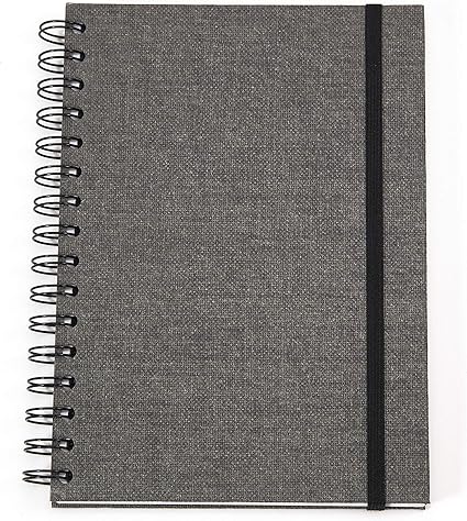 Bigso Box Of Sweden Carnet A5 Cahier A Spirales Pratique Avec Couverture Rigide En Panneau De Fibres Et Papier Effet Lin Calepin Esthetique 90 Pages Papier Blanc Bleu Gris