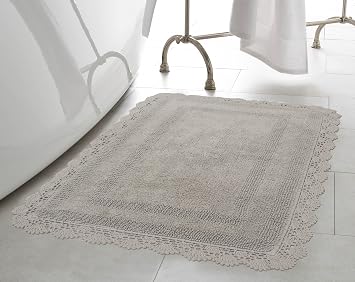 Amazon Com Laura Ashley Crochet Cotton 17x24 In Bath Rug Light