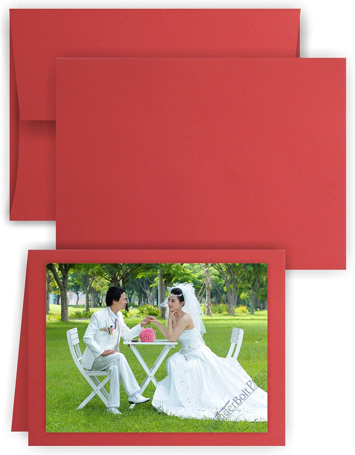4X6 Folded Size with A-6 Envelopes - Bright Apple Red - 25 Sets - (6X8 Cards Scored to Fold in Half) White Labels - Blank Matching Pack - Invitations, Greeting, Thank You, Notes, Holidays, Weddings : Office Products