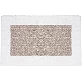 Naturally Yours Home Bathroom Rug, 100% Cotton, Reversible Bath Mat, Minimalist Japandi Bathroom Decor, 20 x 31.5 inches, Neutral Tan/Brown & White Colors