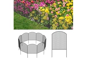 Skcoipsra Decorative Garden Fence 10 Pack, 24in(H) x 10.8ft(L) Animal Barrier Fence, Rustproof Metal Fencing for Yard, Dog Rabbits Wire Section Garden Edging Border for Yard Patio Garden, Arched