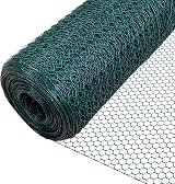 VOUNOT PVC Coated Chicken Wire Mesh Roll 1m x 25m 25mm Green Hexagonal