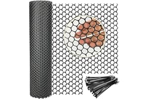 WURJHSONG Plastic Wire Mesh Fence 16in x 10Ft Plastic Chicken Wire Mesh for Poultry, Dogs, Rabbit, Snake Barrier & Gardening Versatile Plastic Fencing (16in x 10Ft, Black)