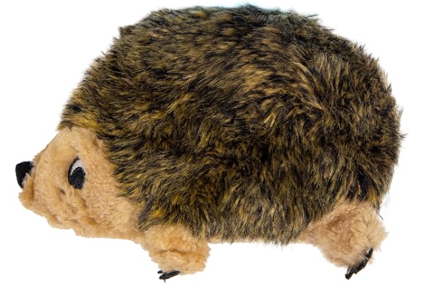 Outward Hound Hedgehogz Plush Dog Toy, Squeaks & Grunts, Medium, 9" x 6.5" | Soft Realistic Faux Fur, Round for Rolling & Cha