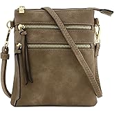 Isabelle Small Lightweight Shoulder Bag for Women, Mini Multi Zipper Pocket Crossbody Handbag with Adjustable strap